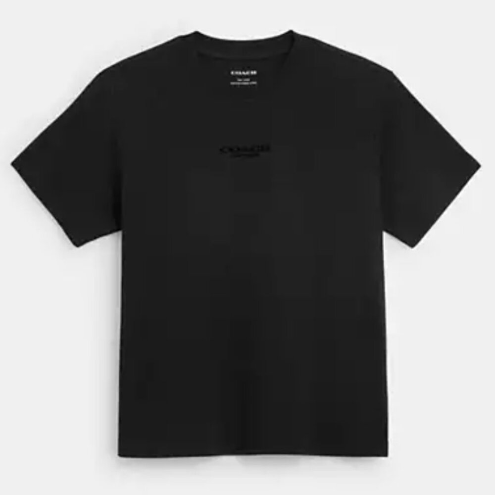 Coach Outlet Black Signature Logo T-Shirt Size Small S Cotton Crew EUC Women's